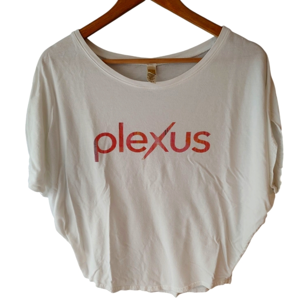 Bamboo Royal Apparel White with Pink Short Sleeve T-shirt Size Medium